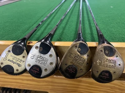 VINTAGE MACGREGOR PERSIMMON WOOD LOT SUPER EYE-O-MATIC M65W M75W GOLF CLUBS - Image 1 of 4