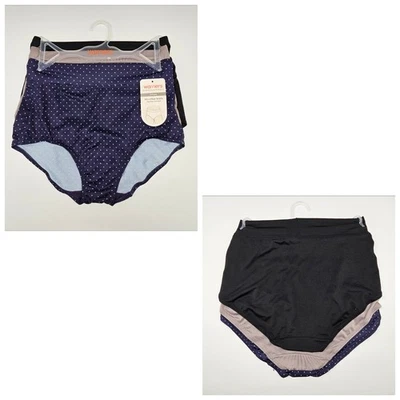 WARNERS 3 Pack Women's S M L XL High Waist Micro Brief Panties Navy Blue Beige - Image 1 of 4