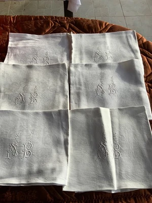 lot de  6 serviettes de table monogramme - Photo 1/4