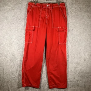 Pantalones cargo True Religion militares de una sola aguja para mujer 31 rojos holgados Y2K pipes - Imagen 1 de 21