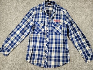 Netflix Stranger Things Herren Button Front Karo Flanell Hemd Blau Baumwolle M - Bild 1 von 10