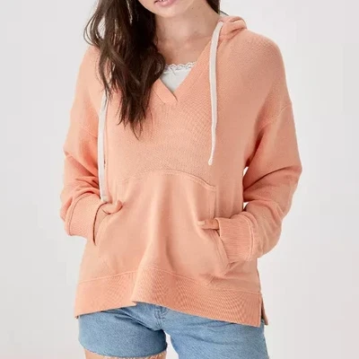 Sudadera con Capucha American Eagle AE Beach Baja Para Mujer Pullover Lados Divididos Melocotón XS NUEVA Foto 1 de 4