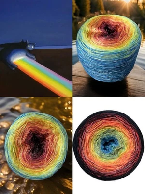 450 г хлопчатобумажной пряжи Tencel Sultan Ombre для торта сине-желтая красная черная радужная 2100 М - Изображение 1 из 4