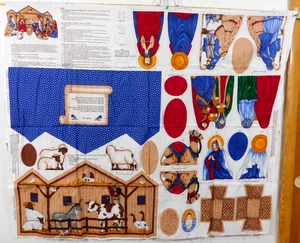 New Vtg VIP Cranston 'Nativity Scene' Cut And Sew Fabric Panel Cotton Christmas - Picture 1 of 8