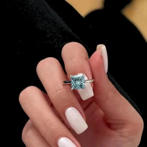 2.00 Ct Princess Cut VVS1/D Moissanite Engagement Ring Real S925 Sterling Silver - Picture 1 of 8