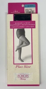 Vtg Honors Hosiery Sheer Light Support Pantyhose NAVY Plus Size Queen 1 - Picture 1 of 6