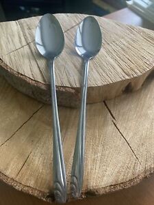 Vintage Silco Int'l 2 Piece Ice Tea Spoons Prevue Pattern Stainless Steel USA
