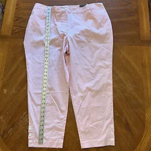 NWT Talbots Woman The Perfect Crop Gingham Check Slacks 20W Pink White Pants - Picture 1 of 7