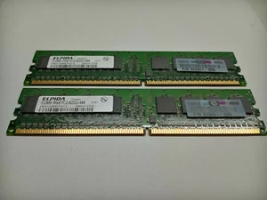 Elpida Memory Module PC2 4200U 1Rx8 EBE51UD8AEFA 1GB = 2 x 512MB Sticks - Picture 1 of 7
