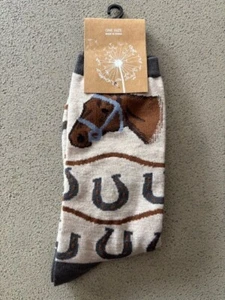 Novalty Socks Horse Head & Horse Shoes - One Size - Picture 1 of 2