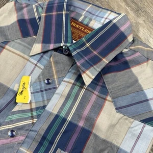 NEW Rustler Men's Large Western Pearl Snap X-Long Tails 16.5 34/35 Button Up - Picture 1 of 7