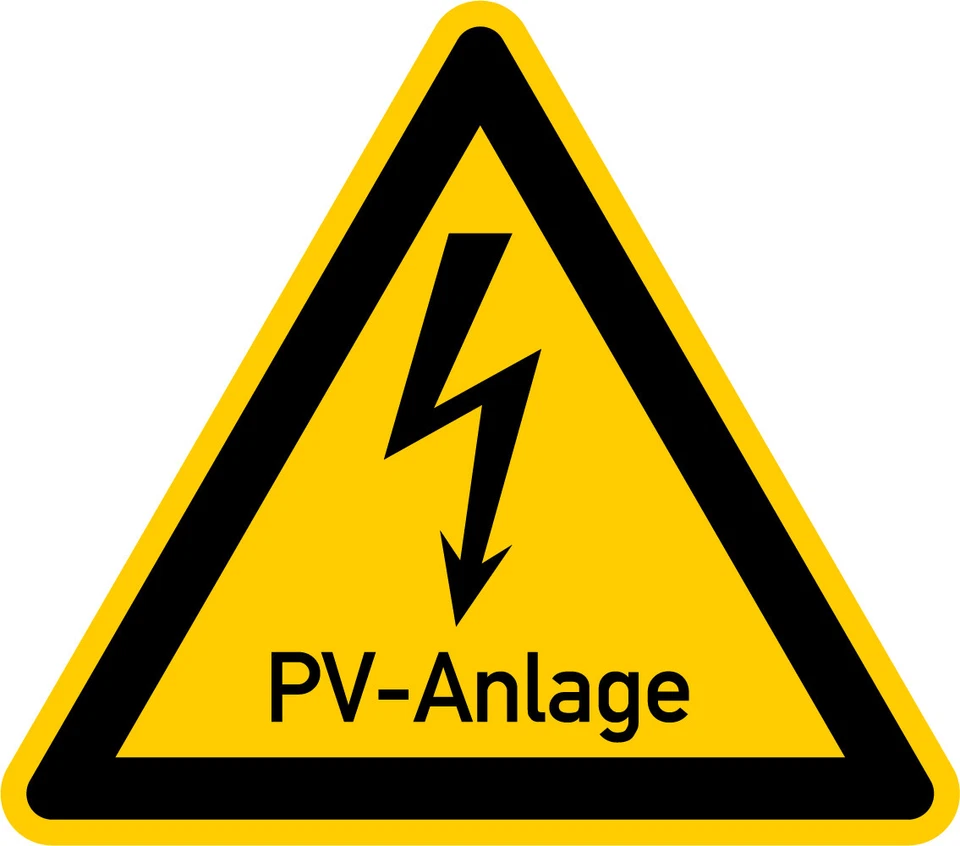 Aufkleber Photovoltaik „PV Anlage unter Spannung“ Folie ISO 7010 | SL 5-30 cm - Bild 1 von 1