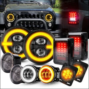 7" LED Headlights Fog Turn Fender Lamps Tail Lights Combo for Jeep Wrangler JK - Picture 1 of 24