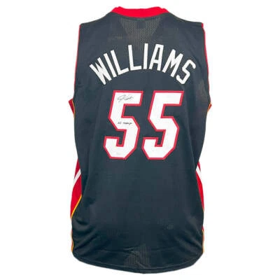 Camiseta deportiva de baloncesto negra firmada por Jason Williams 06 Champs con inscripción Miami (JSA) Foto 1 de 3