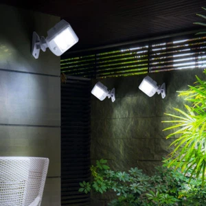 Wandleuchte Solarlampe Bewegungsmelder LED Außenstrahler schwenkbar weiß 2er Set - Bild 1 von 11