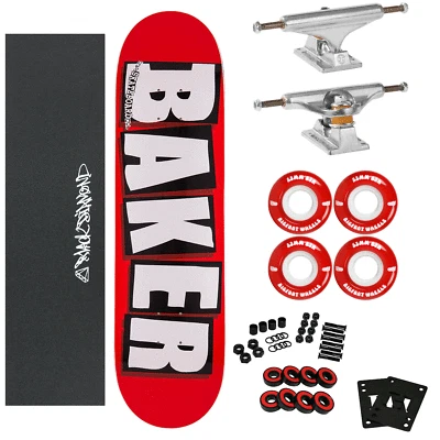 Baker Skateboard Completo Marca Logo Blanco 8.25" con Ruedas Independientes y Blandas Foto 1 de 4