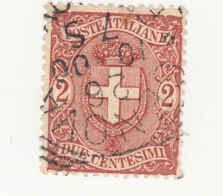 Italia 1896. Escudo de armas Saboya dentro de un óvalo. 2 centesimi. Sc# 74. Usado Foto 1 de 1