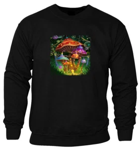 Hallucination Fairy Tail Mushrooms Trendy Unisex Sweatshirt Jumper Pullover - Picture 1 of 3