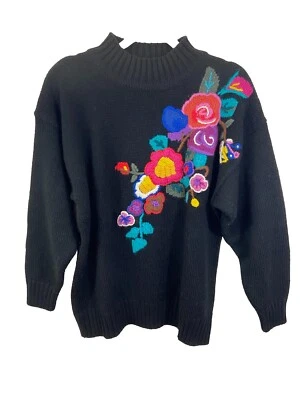 Suéter De Colección Para Mujer Lana Missy Floral Tejido a Mano Grueso Hippie Abuela M Foto 1 de 4