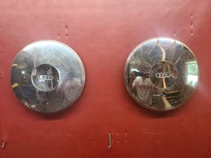 1970s 80s Audi Dog Dish 5 3/4" Clip Ring Center Cap Hubcap Vintage PAIR OF TWO - Picture 1 of 7