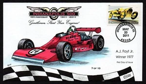 USA, SCOTT # 4530, HANDPAINTED FDC COVER - INDIANAPOLIS RACECAR #7 A. J. FOYT JR - Picture 1 of 1