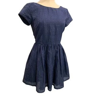 小号 Forever 21 海军蓝修身喇叭裙格子可爱 — 第 1/4 张图片