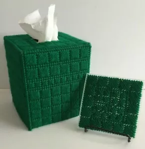 NUEVA Cubierta de Caja de Pañuelos Hecha a Mano Punta de Aguja - Alfombra Taza BONUS - ¡Hecha en EE. UU.! - Imagen 1 de 7
