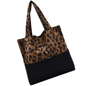 Retro Leopard Print Shoulder Bag Vintage Canvas Pouch Beautiful Women's - Picture 1 of 12
