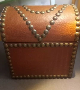 Wood Storage Box With Lid And Studded Arch Lid 6 1/4''H - Picture 1 of 8