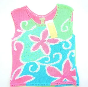 Sigrid Olsen Mujer Talla PM Chaleco Floral Suéter Lentejuelas Tejido Rosa Azul Verde Nuevo - Imagen 1 de 3