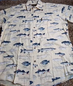 Magellan Sportswear All Over Fish Print Short Sleeve Shirt, Cotton Men's Size M - Picture 1 of 9