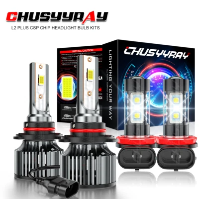 适用于别克 LaCrosse 2014 2015 2016 6500K 4X LED 车头灯 + 雾灯灯泡组合 — 第 1/4 张图片