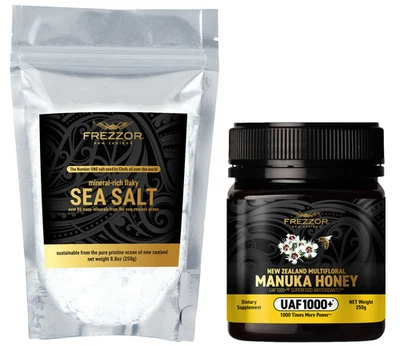 FREZZOR Natural Mineral Rico, Sal Marina Escamosa + Miel de Manuka Multifloral UAF1000+ Foto 1 de 3