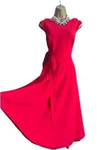 Karen Millen ❤️ Red wedding Waterfall event MIDI Dress Sz 14 uk us 10 eu42 - Picture 1 of 11