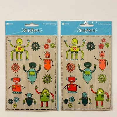 VINTAGE RETRO STICKERS Robots Futuristic Sprockets Gears NEW FACTORY SEALED - Image 1 of 2