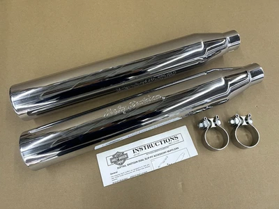 OEM Harley-Davidson Softail Shotgun Style Blunt Cut Mufflers 80137-97 - Image 1 of 4