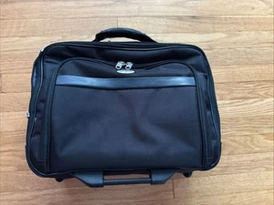 Samsonite black rolling wheel portfolio padded laptop luggage carry-on briefcase - Picture 1 of 7