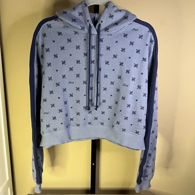 РОЗОВЫЙ Victoria Secret урожая толстовка с капюшоном пыльный синий пейсли WN Sz L флис верхняя одежда новый с Ярлыками - Изображение 1 из 4