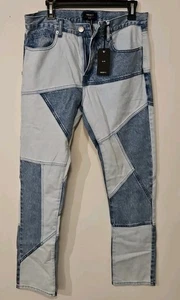 Forever 21 Skinny Jeans 33x32 Patch Work Denim Mens - Picture 1 of 6