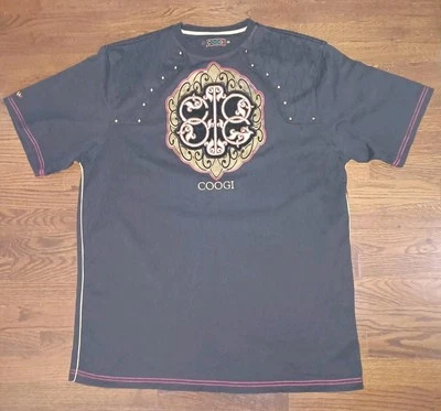 Coogi Shirt Mens 3XL XXXL Black Spell Out Logo Embroidered T-Shirt Y2K Hip Hop - Image 1 of 4