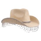 Rhinestones Sun Hat Female Music Festival Straw Hat Outdoor Camping Cowboy Hat