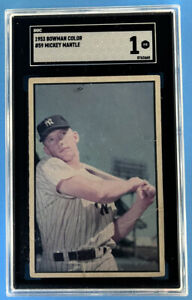 1953 Bowman Color #59 Mickey Mantle New York Yankees HOF SGC 1