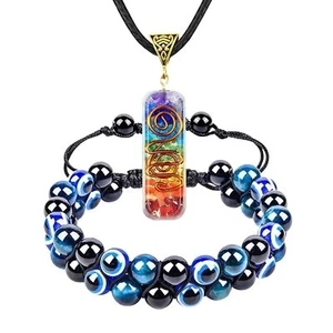 Lucky Evil Eye Bead Triple Protection Braided Bracelet Handmade Healing Necklace - Picture 1 of 8