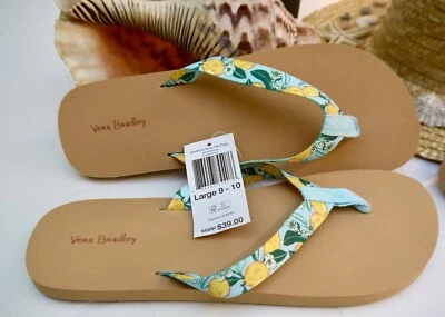 Vera Bradley SOFT Webbing Strap Flip Flop LEMON GROVE Large 9-10 NEW  ݁₊ 𓆉 . - Image 1 of 4