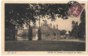 LYON 69 Entrée principale du Parc CPA écrite à Melle Vachon de St-Étienne 1934 - Imagen 1 de 2