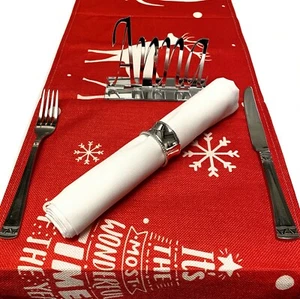Tischläufer Frohe Weihnachten - rot & weiß - 220 cm x 30 cm (87" x 12") - Bild 1 von 5