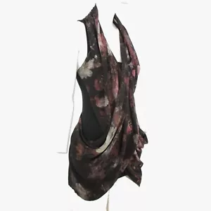 IMPRESIONANTE TOP MUJER TODOS LOS SANTOS IRROCHKA NOCHE FLORAL SEDA PURA 8 S NEGRO DRAPEADO - Imagen 1 de 12