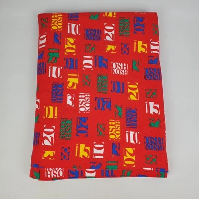 Vintage Oshkosh Logo Numbers Material Remnant Soft 2 Yards Red Primary Colors - Image 1 of 4