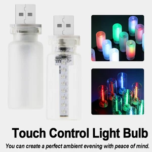 Usb Led Night Light Bulb Touch Control Dimming Red Green Blue White Multicolored - Picture 1 of 11