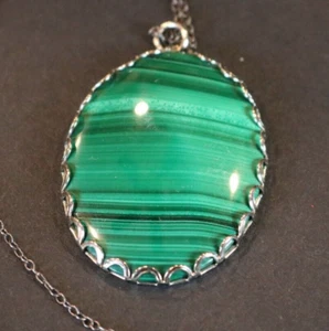 COLGANTE OVALADO MALAQUITA DE COLECCIÓN - Imagen 1 de 4